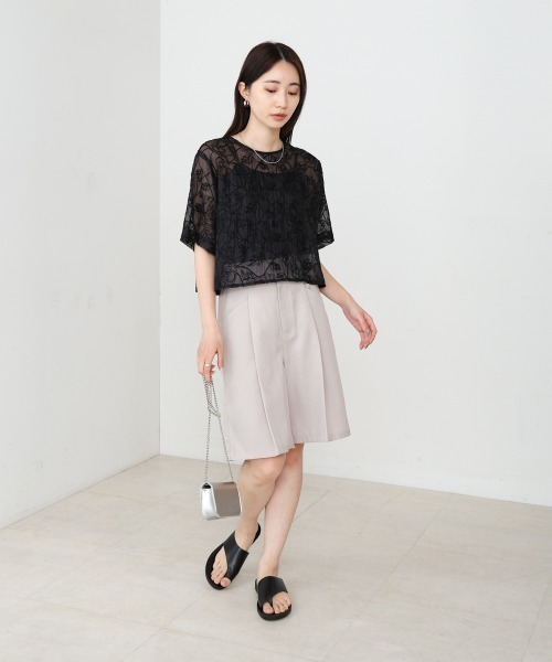 Bab（バブ）の「タックデザインハーフパンツ（その他パンツ・レディース・ブラック/ホワイト系その他・MEDIUM）」の16枚目の写真