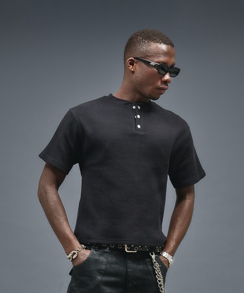 ANDER HUNK（アンダーハンク）の「Metal Henry neck Thermal T/ メタルヘンリーネックサーマルT（Tシャツ/カットソー・メンズ・レッド系その他/パープル/ブラック/グレー系その他・SMALL/LARGE/MEDIUM）」の18枚目の写真