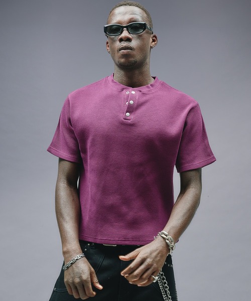 ANDER HUNK（アンダーハンク）の「Metal Henry neck Thermal T/ メタルヘンリーネックサーマルT（Tシャツ/カットソー・メンズ・レッド系その他/パープル/ブラック/グレー系その他・SMALL/LARGE/MEDIUM）」の7枚目の写真