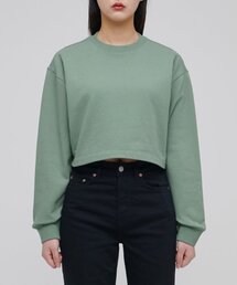 ウィメンズクロップスウェットシャツ[ダスティグリーン]