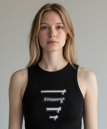 BORN SLIPPY（ボーンスリッピー）の「Industrial Zip Rib Tank (Black)（Tシャツ/カットソー）」