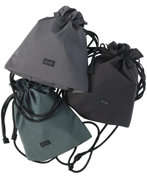 SML(エスエムエル)の「SML (エスエムエル) 巾着バッグ MULTI POCKET DRAWSTRING M テフロン ショルダーバッグ ミニバッグ ドローストリングバッグ K904094(ショルダーバッグ・メンズ・グレー/ブラック/グリーン・ONE SIZE)」の4枚目の写真