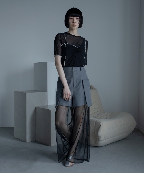 VACANCY(ヴァカンシー)の「コルセットライク配色シアートップス(Tシャツ/カットソー・レディース・ブルー/ブラック/レッド・FREE)」の6枚目の写真
