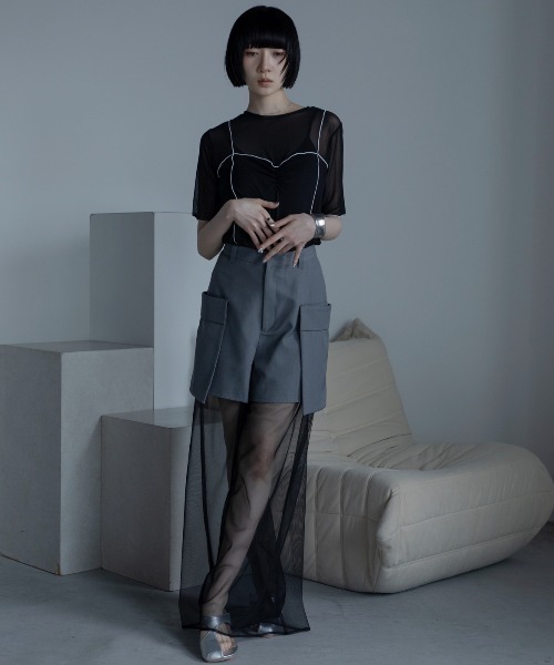 VACANCY(ヴァカンシー)の「コルセットライク配色シアートップス(Tシャツ/カットソー・レディース・ブルー/ブラック/レッド・FREE)」の7枚目の写真