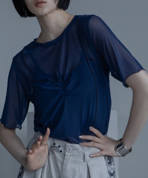 VACANCY(ヴァカンシー)の「コルセットライク配色シアートップス(Tシャツ/カットソー・レディース・ブルー/ブラック/レッド・FREE)」の19枚目の写真
