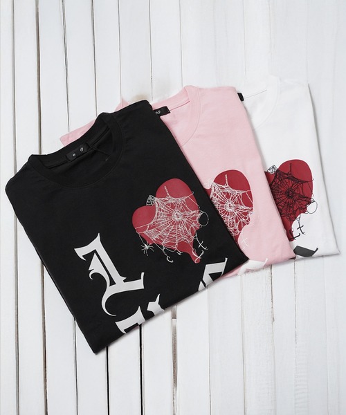 1111clothing(ワンフォークロージング)の「ハートスパイダー Tシャツ / Heart Spider T-shirt(Tシャツ/カットソー・メンズ・ホワイト/ブラック/ピンク・XL/L/M)」の4枚目の写真