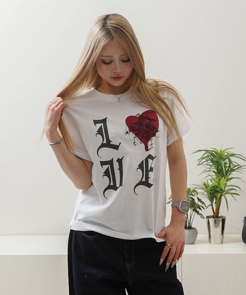 1111clothing(ワンフォークロージング)の「ハートスパイダー Tシャツ / Heart Spider T-shirt(Tシャツ/カットソー・メンズ・ホワイト/ブラック/ピンク・XL/L/M)」の6枚目の写真