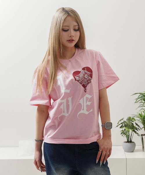 1111clothing(ワンフォークロージング)の「ハートスパイダー Tシャツ / Heart Spider T-shirt(Tシャツ/カットソー・メンズ・ホワイト/ブラック/ピンク・XL/L/M)」の21枚目の写真