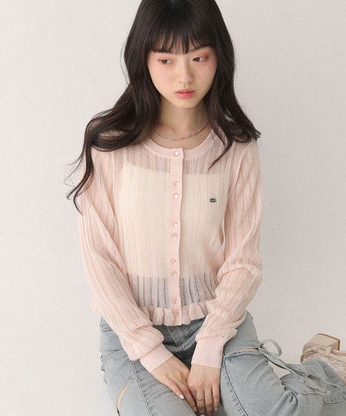 Heather(ヘザー)の「モチーフシアーフリルカーディガン 670472(カーディガン/ボレロ・レディース・ブルー/イエロー/ピンク・FREE)」の7枚目の写真