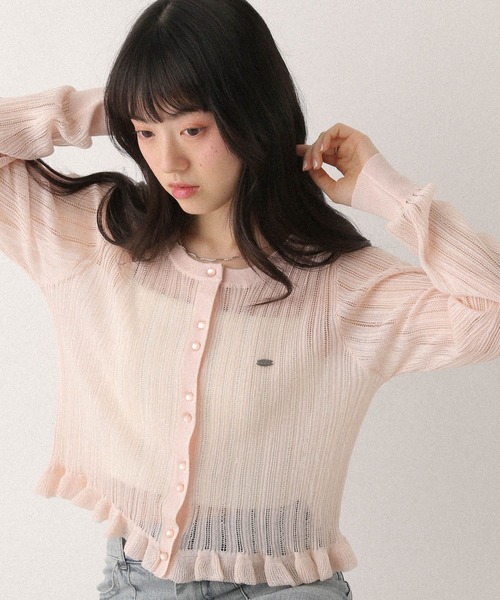 Heather(ヘザー)の「モチーフシアーフリルカーディガン 670472(カーディガン/ボレロ・レディース・ブルー/イエロー/ピンク・FREE)」の8枚目の写真