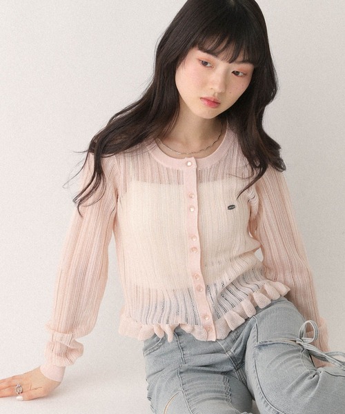 Heather(ヘザー)の「モチーフシアーフリルカーディガン 670472(カーディガン/ボレロ・レディース・ブルー/イエロー/ピンク・FREE)」の9枚目の写真
