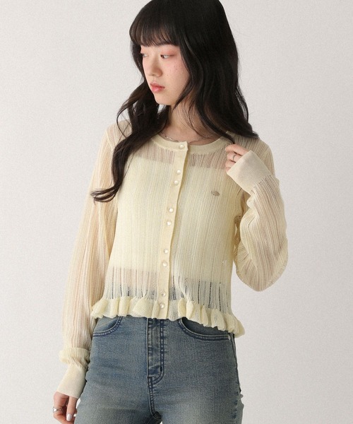 Heather(ヘザー)の「モチーフシアーフリルカーディガン 670472(カーディガン/ボレロ・レディース・ブルー/イエロー/ピンク・FREE)」の15枚目の写真