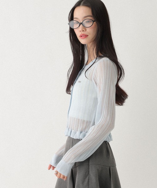 Heather(ヘザー)の「モチーフシアーフリルカーディガン 670472(カーディガン/ボレロ・レディース・ブルー/イエロー/ピンク・FREE)」の22枚目の写真