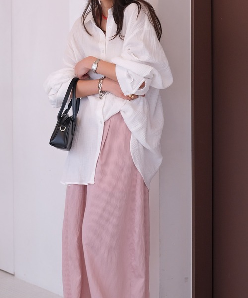 AKTE(アクテ)の「ガーゼオーバーシャツ(シャツ/ブラウス・レディース・ネイビー/ホワイト/レッド・FREE)」の19枚目の写真
