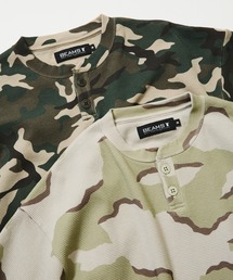 BEAMS T | Camo Waffle Henley Neck T-shirt(Tシャツ/カットソー)