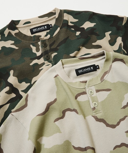 BEAMS T(ビームスティー)の「Camo Waffle Henley Neck T-shirt(Tシャツ/カットソー・メンズ・その他/その他1・S/M/XL/L)」の1枚目の写真