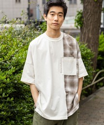チェック切り替えドルマンTシャツ