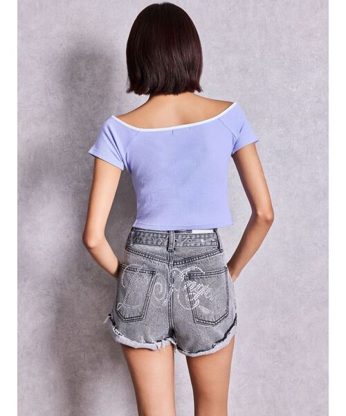 GYDA(ジェイダ)の「フロントOPENテレコショートトップス(Tシャツ/カットソー・レディース・その他1/パープル/ブラック/オフホワイト・FREE)」の21枚目の写真