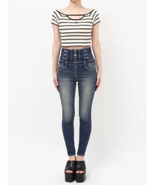 GYDA(ジェイダ)の「フロントOPENテレコショートトップス(Tシャツ/カットソー・レディース・その他1/パープル/ブラック/オフホワイト・FREE)」の9枚目の写真