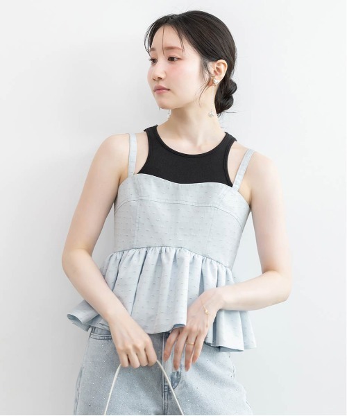RANDA(ランダ)の「ビスチェライクペプラムキャミトップス(キャミソール・レディース・ブラック/ホワイト/ブルー・1/0)」の7枚目の写真