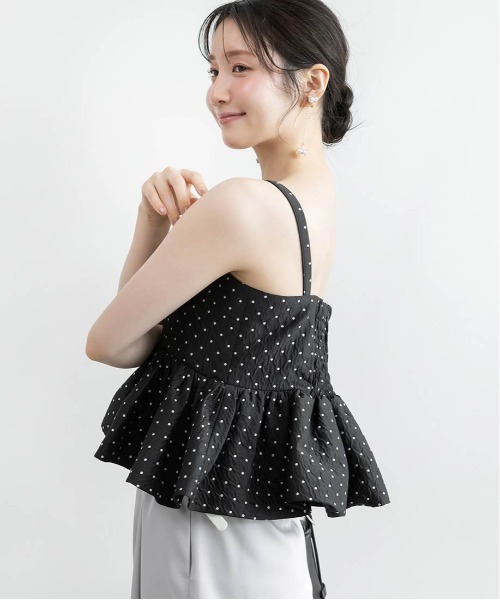 RANDA(ランダ)の「ビスチェライクペプラムキャミトップス(キャミソール・レディース・ブラック/ホワイト/ブルー・1/0)」の12枚目の写真