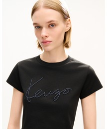 'KENZO Signature' エンブロイダリー クロップド Tシャツ イン コットン