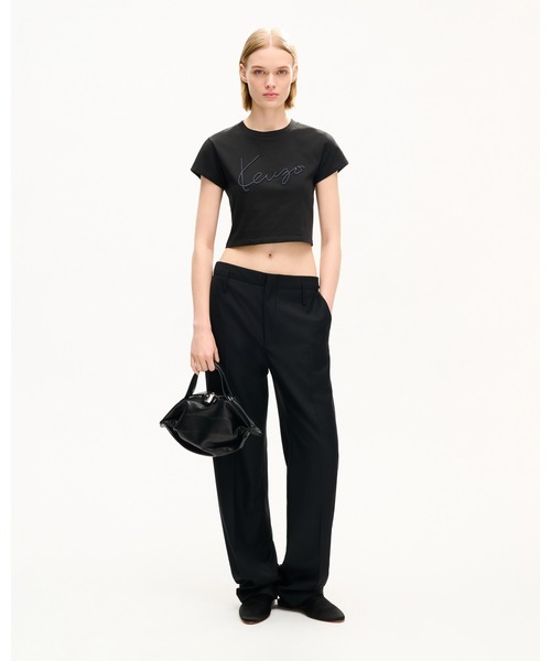 KENZO（ケンゾー）の「'KENZO Signature' エンブロイダリー クロップド Tシャツ イン コットン（Tシャツ/カットソー・レディース・ブラック系その他5・MEDIUM/SMALL/X-SMALL）」の3枚目の写真