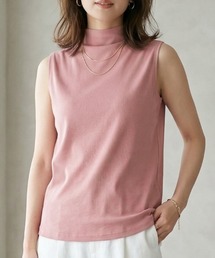 【接触冷感】ハイネック ハイツイストコットン インナー ノースリーブ カットソー/袖なし