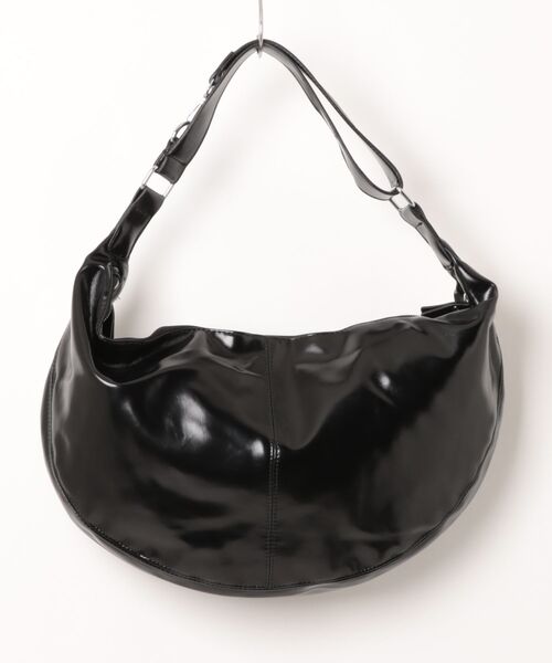 frunco(フランコ)の「エナメル合皮BIGラウンドショルダーBAG(ショルダーバッグ・レディース・ホワイト/ブルー/ブラック/イエロー・FREE)」の5枚目の写真
