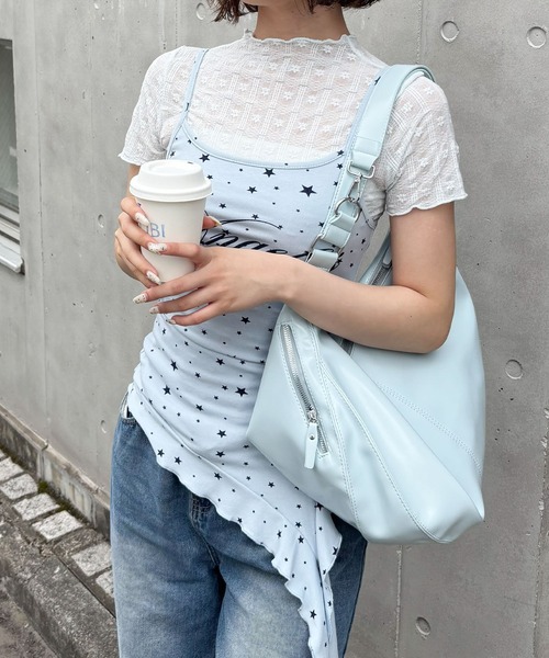 frunco(フランコ)の「エナメル合皮BIGラウンドショルダーBAG(ショルダーバッグ・レディース・ホワイト/ブルー/ブラック/イエロー・FREE)」の14枚目の写真