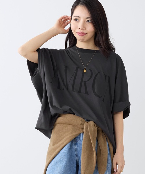 AMERICANA(アメリカーナ)の「【AMERICANA】クロップドワイドロールアップロゴTシャツ(Tシャツ/カットソー・レディース・スミクロ/ホワイト・FREE)」の15枚目の写真