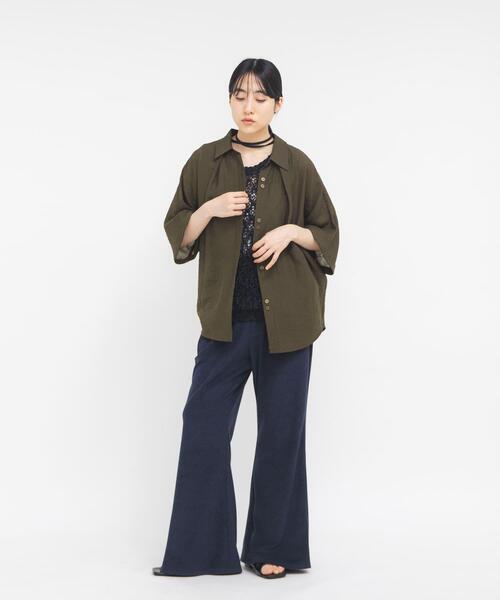 KBF(ケイビーエフ)の「シアーフォルムシャツ(シャツ/ブラウス・レディース・アイボリー/ブラウン/ピンク・ONE)」の14枚目の写真