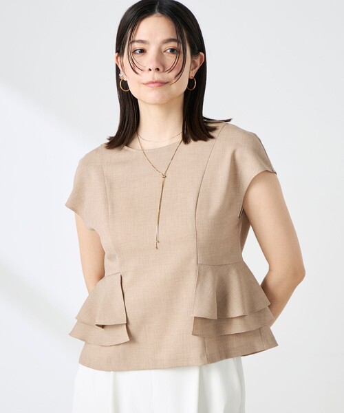 NOLLEY’S(ノーリーズ)の「ウォッシャブル麻調ペプラムブラウス(シャツ/ブラウス・レディース・ネイビー/ベージュ・36/38)」の12枚目の写真