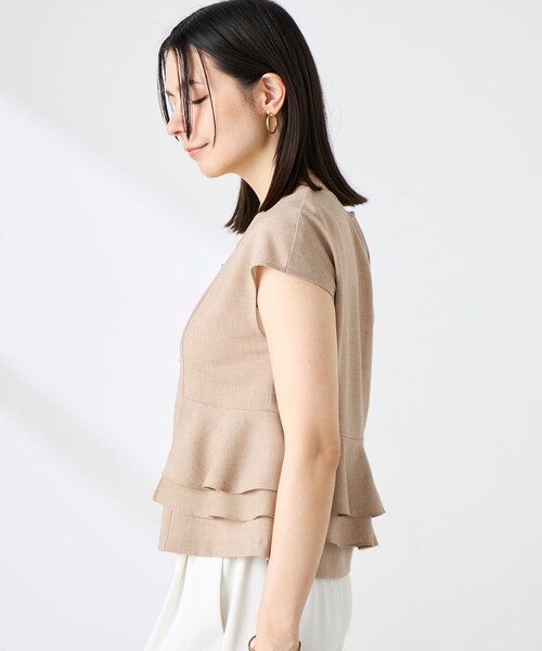 NOLLEY’S(ノーリーズ)の「ウォッシャブル麻調ペプラムブラウス(シャツ/ブラウス・レディース・ネイビー/ベージュ・36/38)」の13枚目の写真