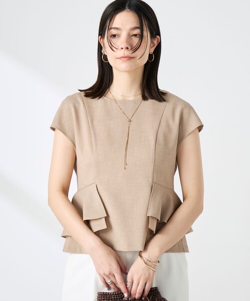 NOLLEY’S(ノーリーズ)の「ウォッシャブル麻調ペプラムブラウス(シャツ/ブラウス・レディース・ネイビー/ベージュ・36/38)」の16枚目の写真