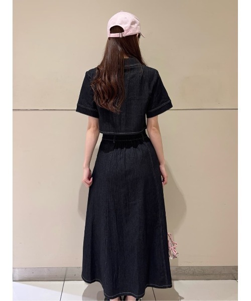REDYAZEL(レディアゼル)の「ステッチバイカラーデニムブラウス×フレアロングスカート(セットアップ・レディース・ネイビー/サックスブルー/ブラック・FREE)」の8枚目の写真