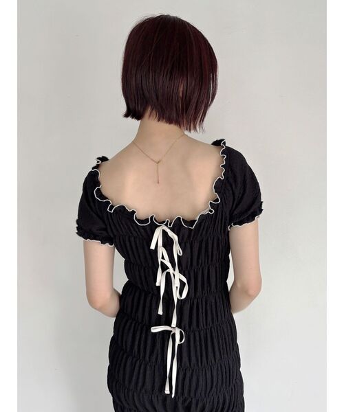LAGUNAMOON(ラグナムーン)の「シャーリングカット3WAYワンピース 【夏服】(ワンピース・レディース・ブラック/アイボリー・MEDIUM/SMALL)」の18枚目の写真