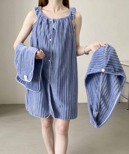 Miniministore(ミニミニストア)の「ワンピース+タオル+キャップ 3点セット(タオル・レディース・ピンク/ライトグレー/アイボリー/ブルー・FREE)」の4枚目の写真