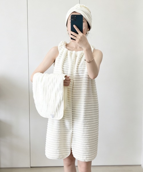 Miniministore(ミニミニストア)の「ワンピース+タオル+キャップ 3点セット(タオル・レディース・ピンク/ライトグレー/アイボリー/ブルー・FREE)」の5枚目の写真