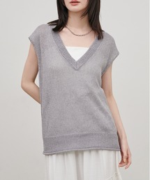 【LARUTA】［WEB限定］ドライタッチシアーVネックノースリ