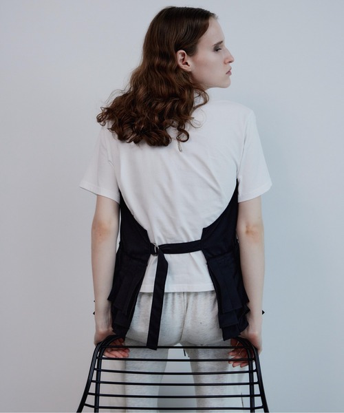 MAISON SPECIAL(メゾンスペシャル)の「Wrap Pleats Dock T-Shirt/ラッププリーツドッキングTシャツ(Tシャツ/カットソー・レディース・ブラック/グレー/モカ・FREE)」の6枚目の写真