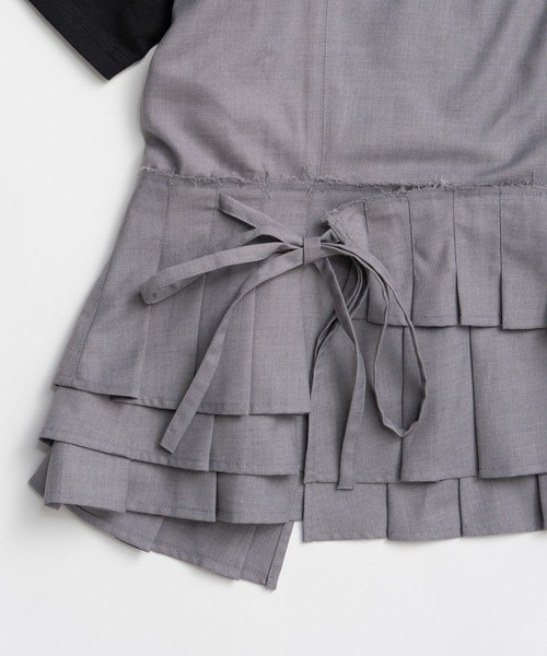 MAISON SPECIAL(メゾンスペシャル)の「Wrap Pleats Dock T-Shirt/ラッププリーツドッキングTシャツ(Tシャツ/カットソー・レディース・ブラック/グレー/モカ・FREE)」の9枚目の写真