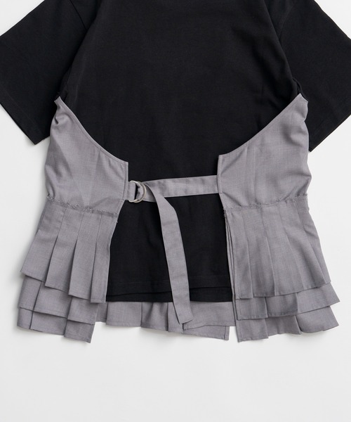 MAISON SPECIAL(メゾンスペシャル)の「Wrap Pleats Dock T-Shirt/ラッププリーツドッキングTシャツ(Tシャツ/カットソー・レディース・ブラック/グレー/モカ・FREE)」の11枚目の写真