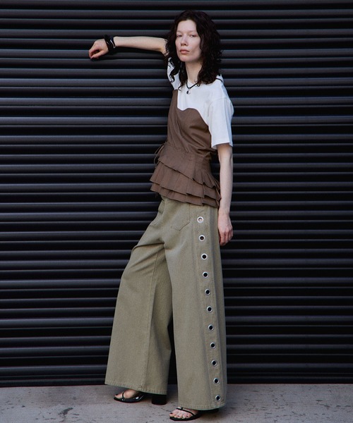 MAISON SPECIAL(メゾンスペシャル)の「Wrap Pleats Dock T-Shirt/ラッププリーツドッキングTシャツ(Tシャツ/カットソー・レディース・ブラック/グレー/モカ・FREE)」の16枚目の写真
