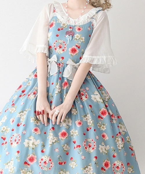 gossip！ロサンゼルス（ゴシップロサンゼルス）の「【Y2Kガーリー】ヴィンテージライク フリルVネックシフォンショートブラウス / レイヤードトップス（シャツ/ブラウス・レディース・ホワイト/ブラック・M）」の10枚目の写真