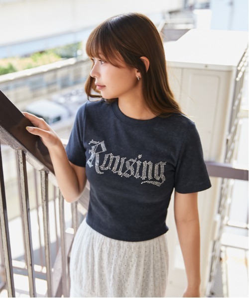 GORGE(ゴージ)の「《キラキラロゴ》リブカットソー/韓国ストリート×Y2K/春夏/全4色(Tシャツ/カットソー・レディース・アイボリー/ネイビー/チャコール/ブラック・F)」の5枚目の写真