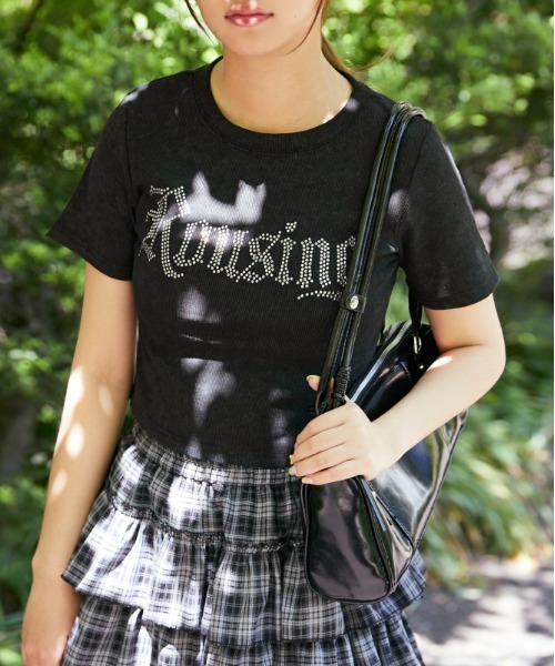 GORGE(ゴージ)の「《キラキラロゴ》リブカットソー/韓国ストリート×Y2K/春夏/全4色(Tシャツ/カットソー・レディース・アイボリー/ネイビー/チャコール/ブラック・F)」の6枚目の写真