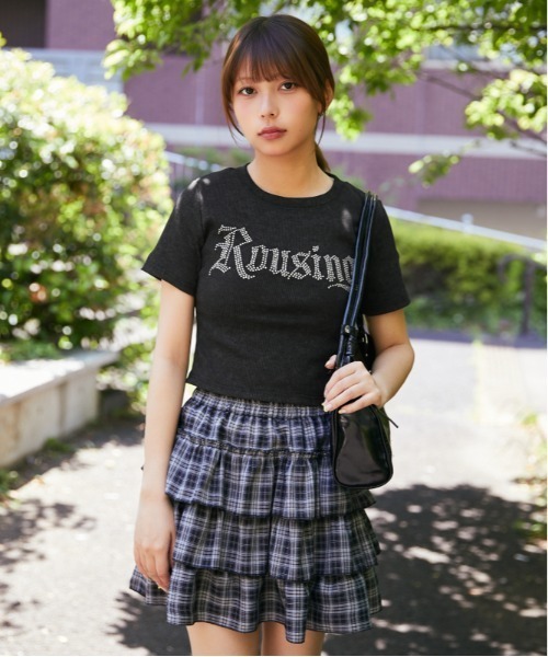 GORGE(ゴージ)の「《キラキラロゴ》リブカットソー/韓国ストリート×Y2K/春夏/全4色(Tシャツ/カットソー・レディース・アイボリー/ネイビー/チャコール/ブラック・F)」の7枚目の写真