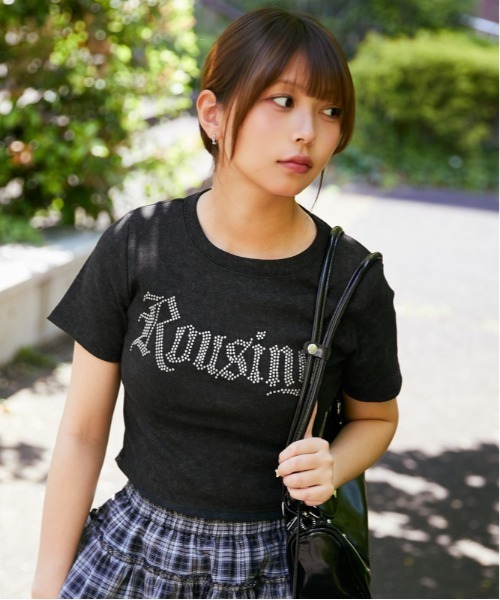 GORGE(ゴージ)の「《キラキラロゴ》リブカットソー/韓国ストリート×Y2K/春夏/全4色(Tシャツ/カットソー・レディース・アイボリー/ネイビー/チャコール/ブラック・F)」の8枚目の写真