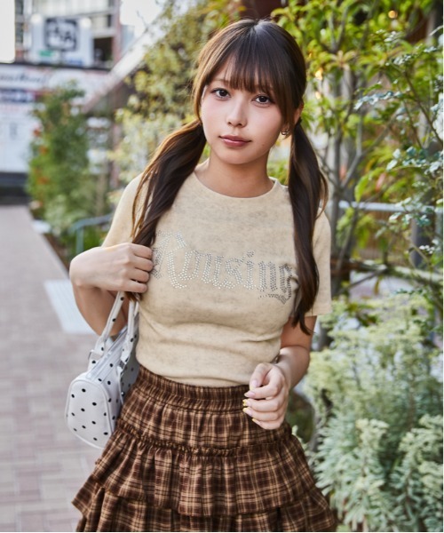 GORGE(ゴージ)の「《キラキラロゴ》リブカットソー/韓国ストリート×Y2K/春夏/全4色(Tシャツ/カットソー・レディース・アイボリー/ネイビー/チャコール/ブラック・F)」の10枚目の写真